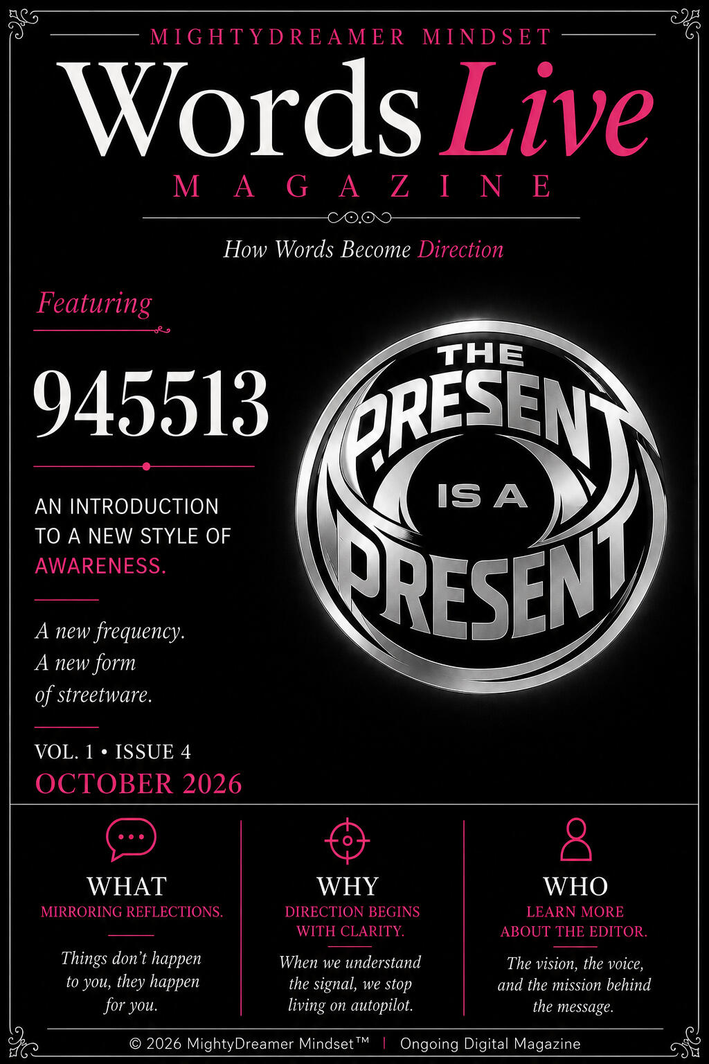 Words Live™ — Kaïssa Feature Musician, Storyteller, Historical Voice April 2026 Volume 1- Issue 1 Words Live™ magazine cover featuring Kaïssa, musician, storyteller, and historical voice